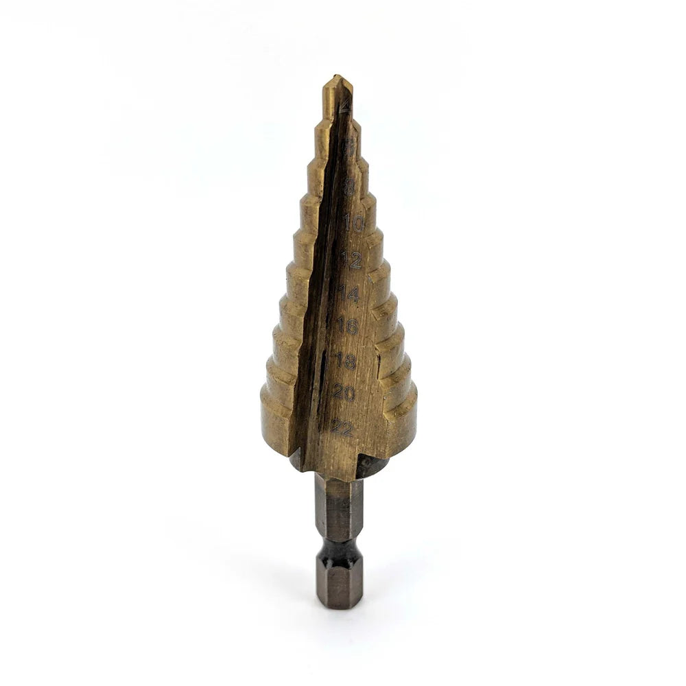 Stepped Drill Bit: 4 22mm Titanium Coated - iKegger | Mini Keg & Beer Growler System