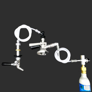 a type keg coupler with kegerator tap setup and a regulator with sodastream bottle