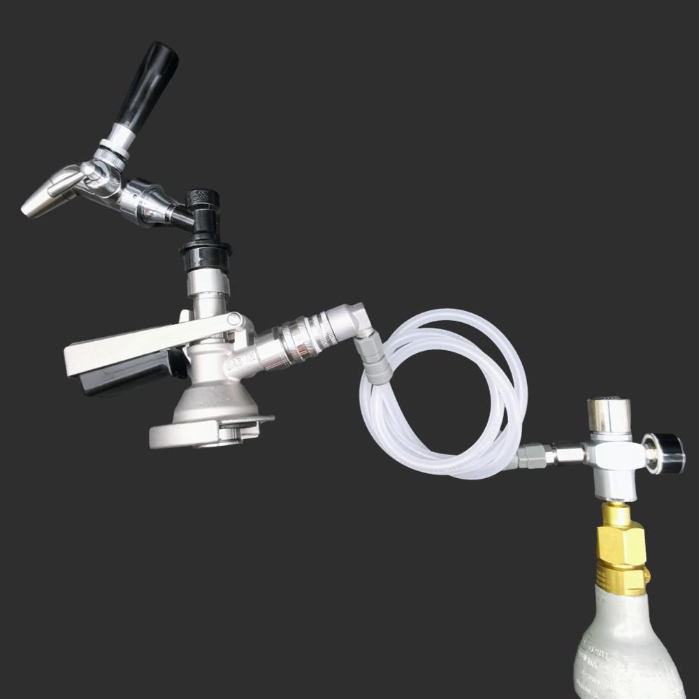 a type coupler keg tap kit with flow control tap and mini co2 regulator