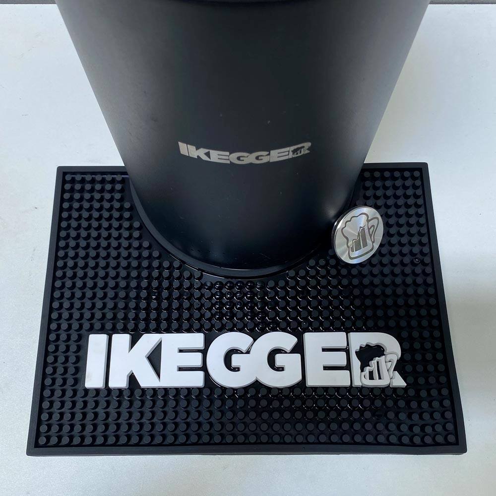 bar mat for tap fonts and mini kegs in black rubber with iKegger brand