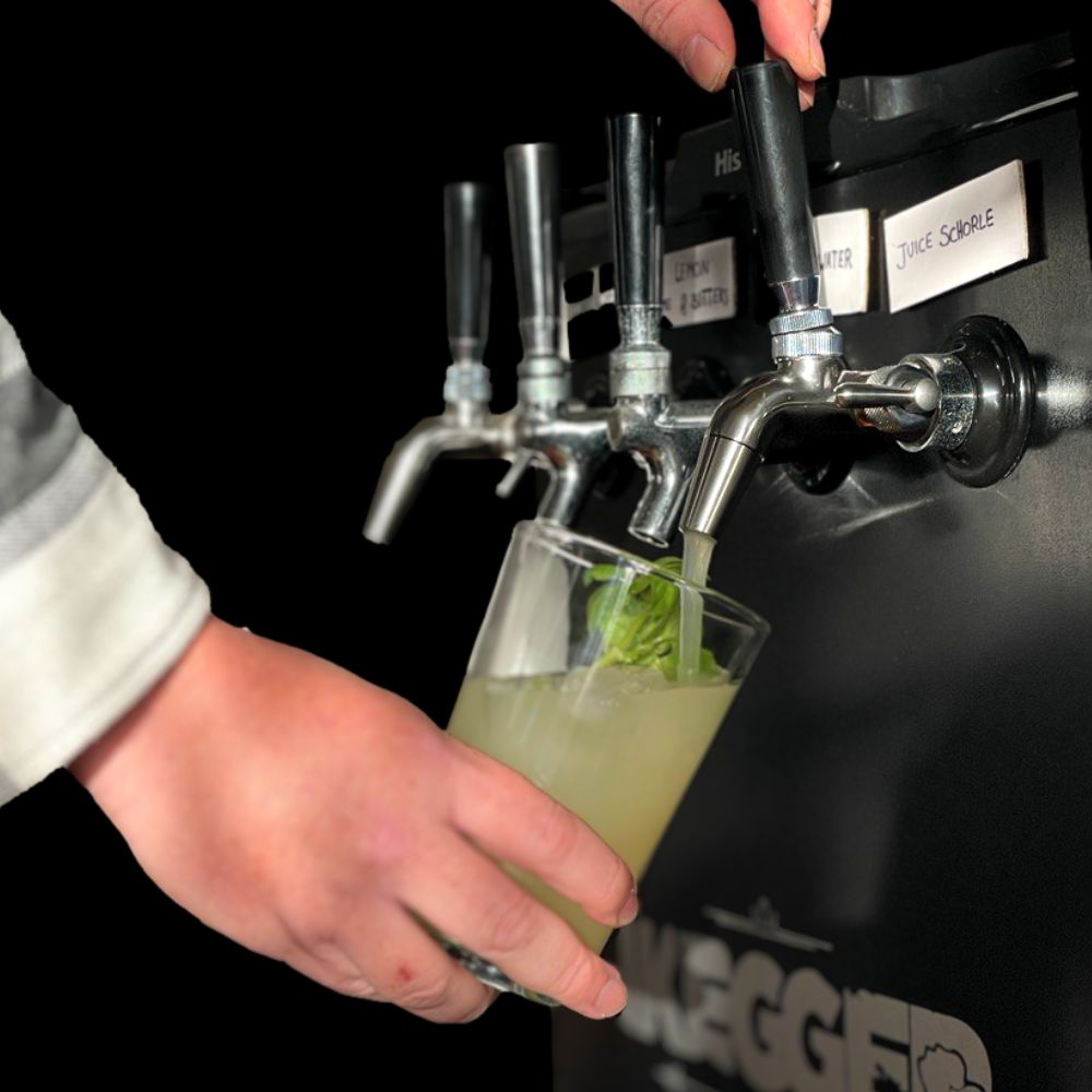 pouring from the mini kegerator